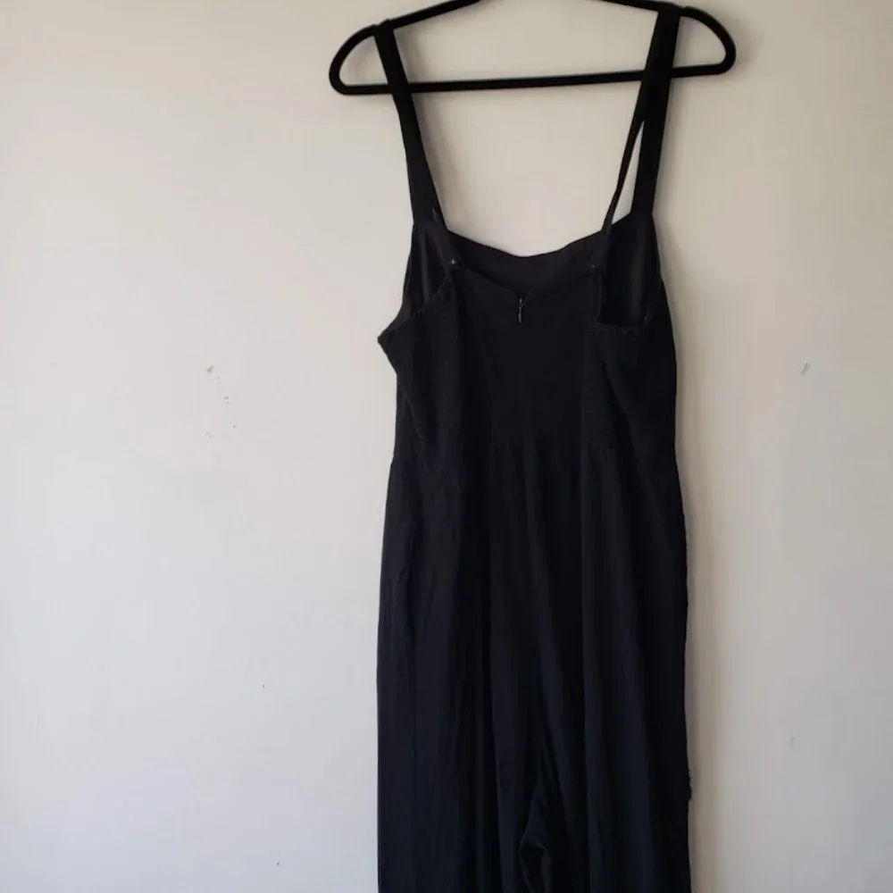 Madewell Smocked Crop Black Jumpsuit - Picture 5 of 8